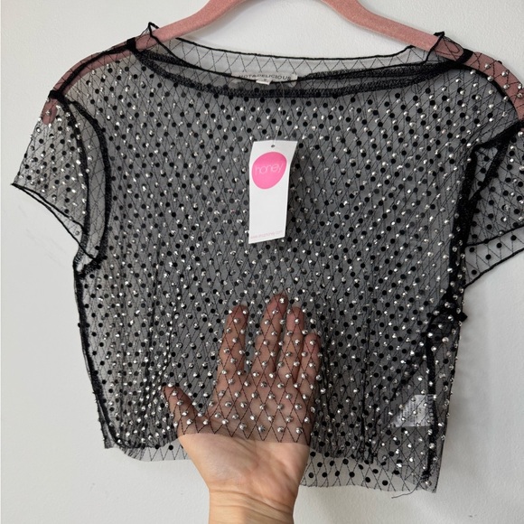 Hot & Delicious Black Sequin Crop Blouse *NWT - Picture 6 of 13